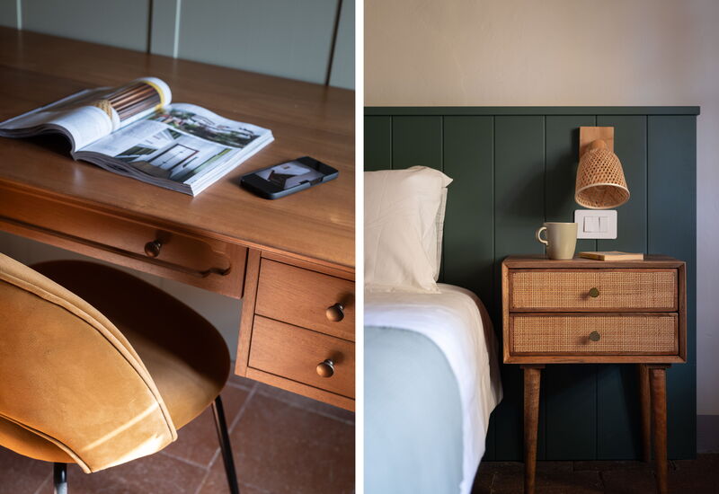 Relais Badia a Passignano - Relais Badia a Passignano - Appartamento Merlot: Automne, chambre à coucher, Détails de la chambre, Été, Printemps