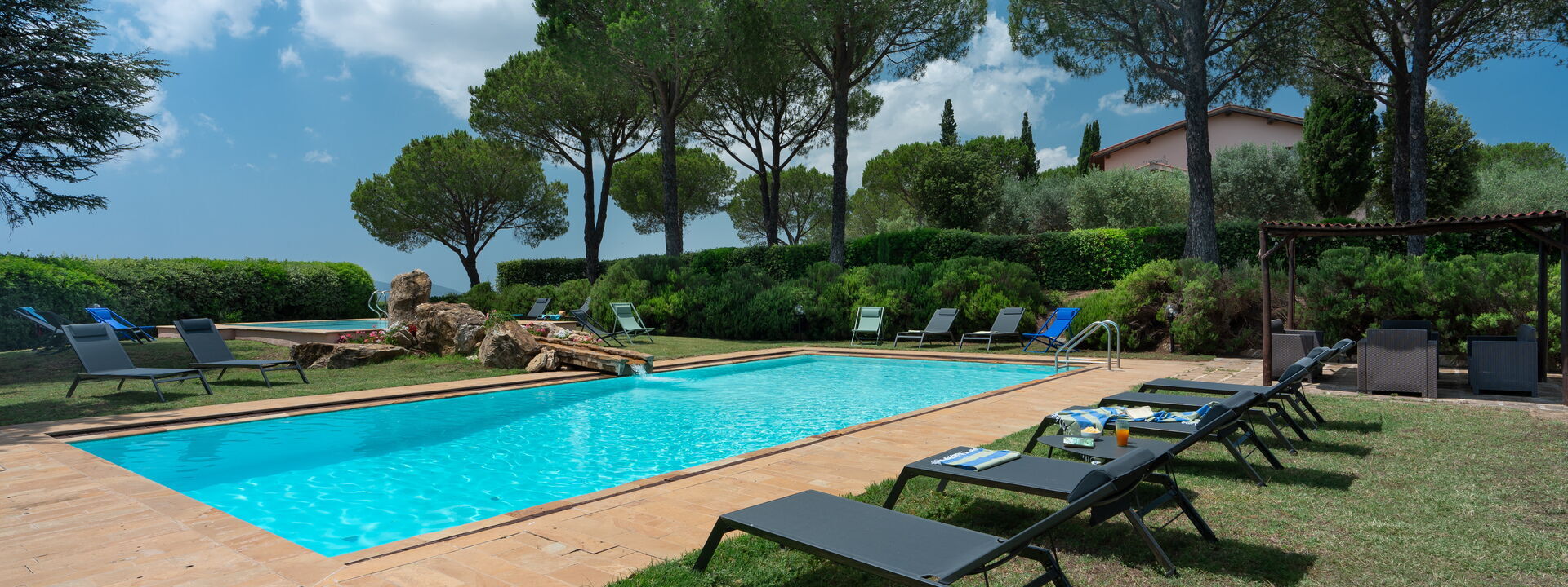Villa Monte Bottigli: Autumn, Balcony / Terrace / Patio, Building Exterior, Garden, Outdoor, Pool, Spring, Summer
