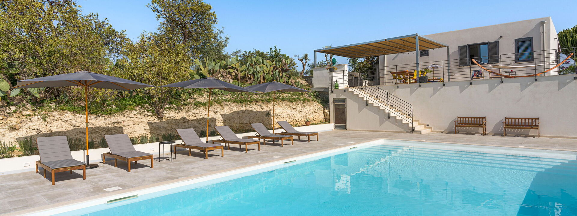 Casa Bianca - Noto, Sicilia: Autumn, Balcony / Terrace / Patio, Building Exterior, Outdoor, Pool, Spring, Summer