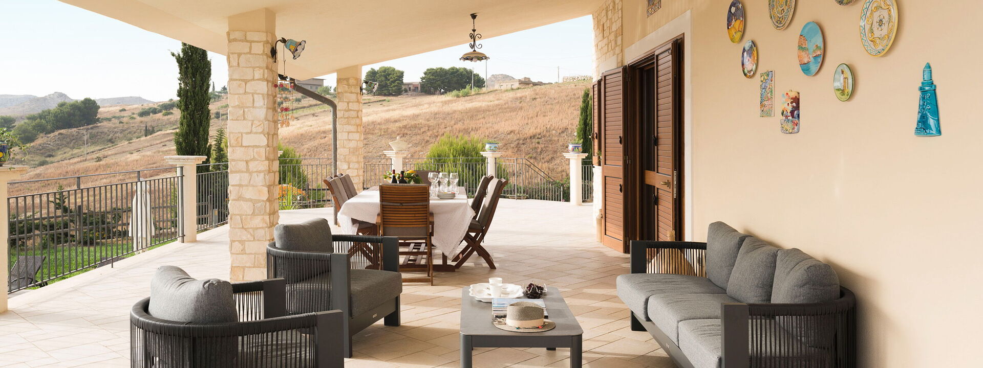 Villa Vistamare - Montallegro, Sicilia: Aktivitäten, Ansichten, Außen, Balkon / Terrasse / Patio, Draussen, Frühling, Herbst, Sommer