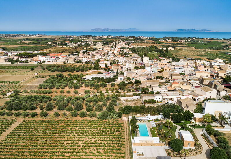 Casa Ocra - Misiliscemi, Sicilia: all'aperto, Autunno, Balcone / Terrazza / Patio, Estate, Esterni, Giardino, Piscina, Primavera, Vista Panoramica
