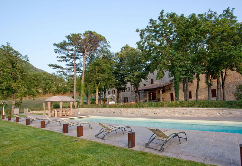 Villa Pietraverde - Gubbio, Umbria: Autumn, Balcony / Terrace / Patio, Building Exterior, Garden, Outdoor, Pool, Spring, Summer