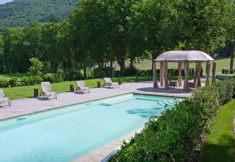 Villa Pietraverde - Gubbio, Umbria: Autumn, Balcony / Terrace / Patio, Building Exterior, Garden, Outdoor, Pool, Spring, Summer